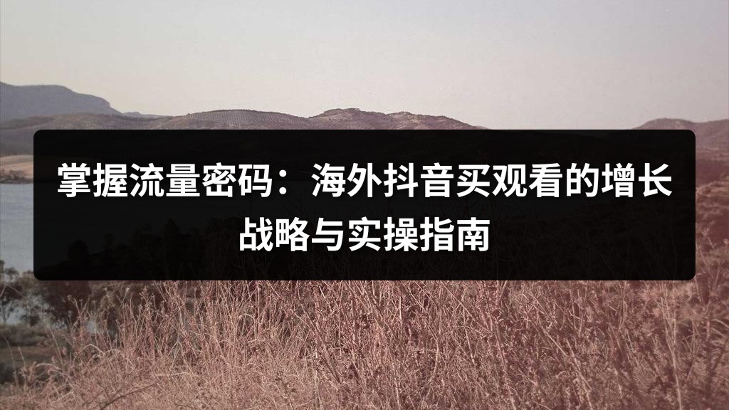 掌握流量密码：海外抖音买观看的增长战略与实操指南