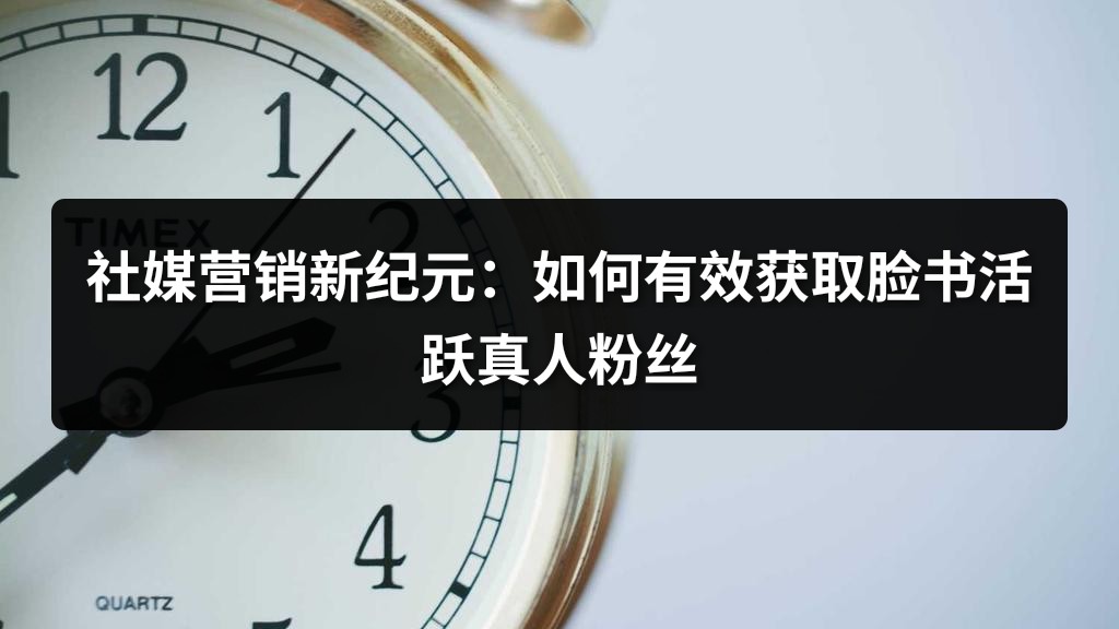 社媒营销新纪元：如何有效获取脸书活跃真人粉丝