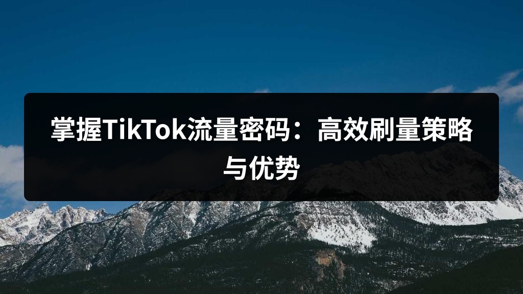 掌握TikTok流量密码：高效刷量策略与优势