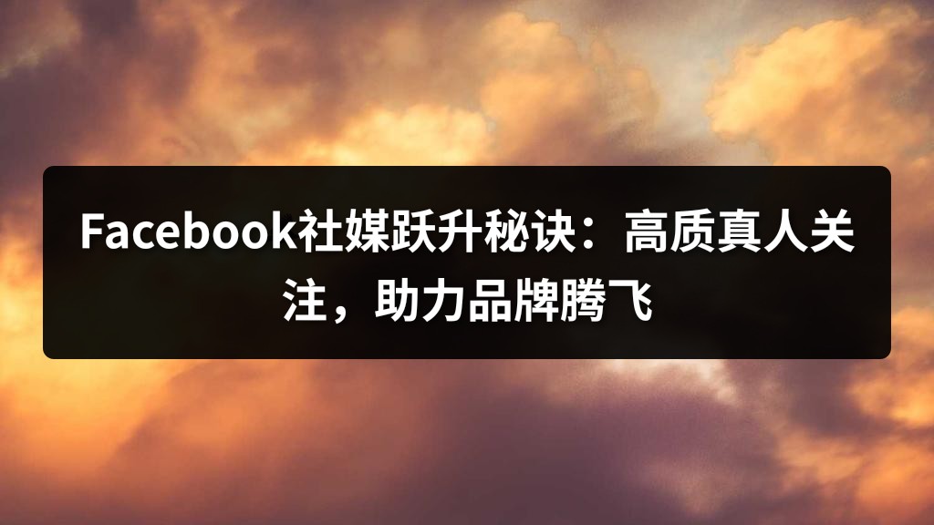 Facebook社媒跃升秘诀：高质真人关注，助力品牌腾飞