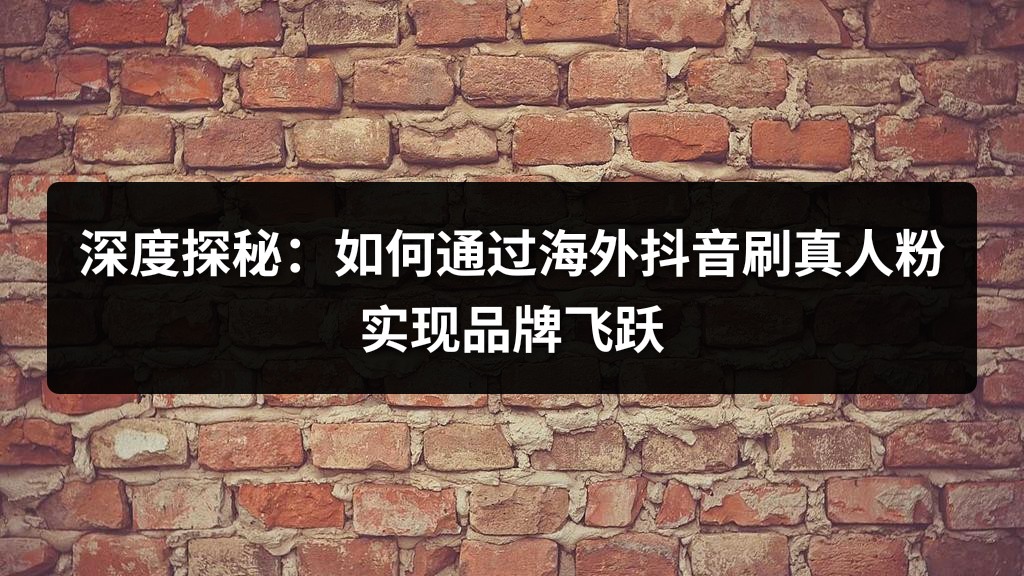 深度探秘：如何通过海外抖音刷真人粉实现品牌飞跃