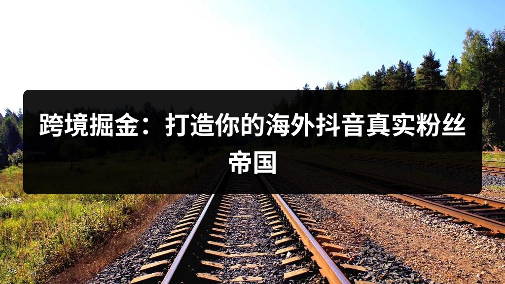 跨境掘金：打造你的海外抖音真实粉丝帝国